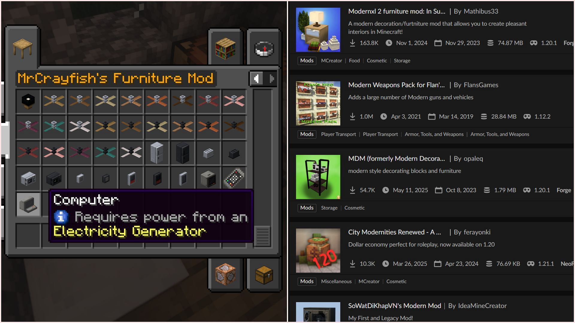 There are plenty of modern mods out there (Image via Sportskeeda Gaming || Mojang Studios || CurseForge)
